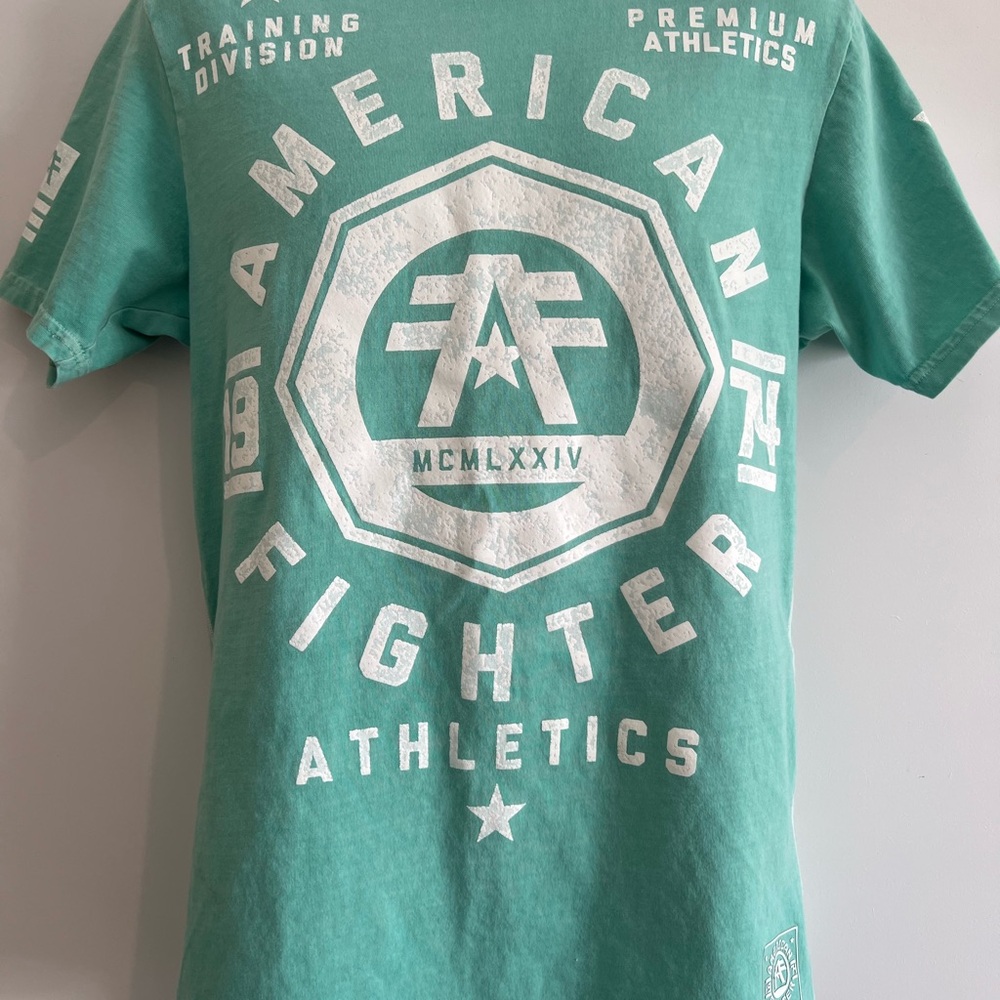American Fighter Green and White Short Sleeve Tee
